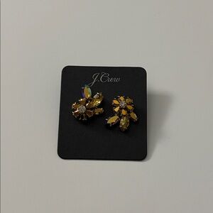 J. Crew Gold, Brown, and Crystal Cluster Earrings